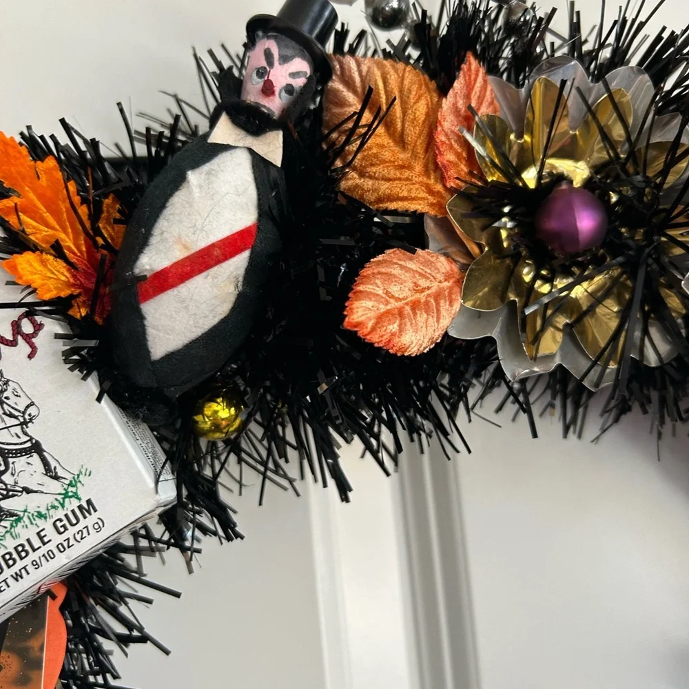 Vintage Repurposed Halloween Festive Holiday Wreath